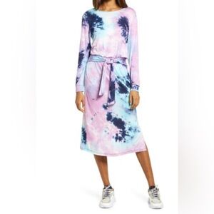 Fraiche by J Tie Dye Long Sleeve Midi Dress Size Medium